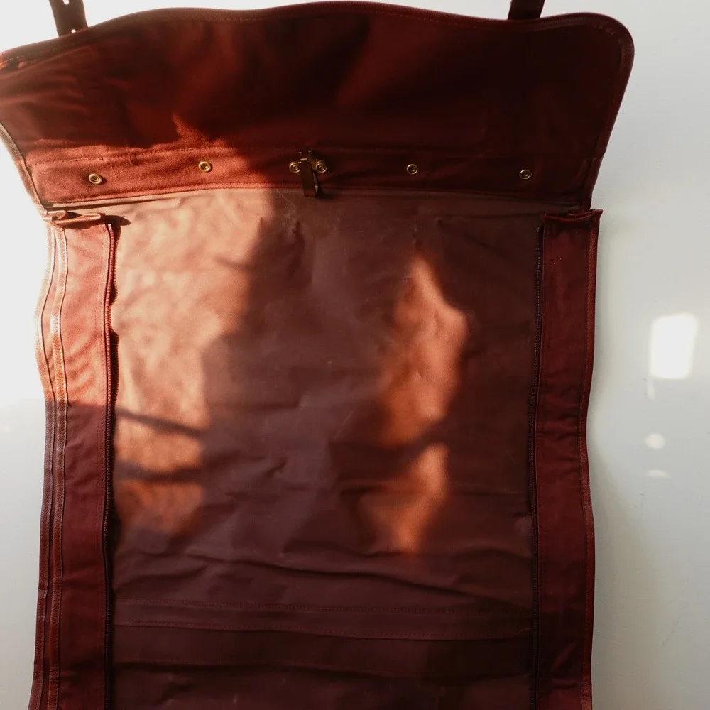 80s VINTAGE Polo Ralph Lauren Garment Bag Canvas Pony Logo Travel Opti Burgundy